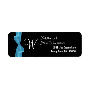 Blue Bow Monogram Wedding Black Background