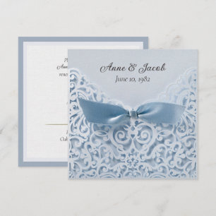 Blue Bow On Lace Wedding Vow Renewal Invitation