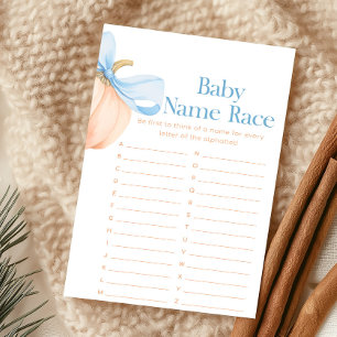 Blue Bow Orange Pumpkin Baby Name Race Game