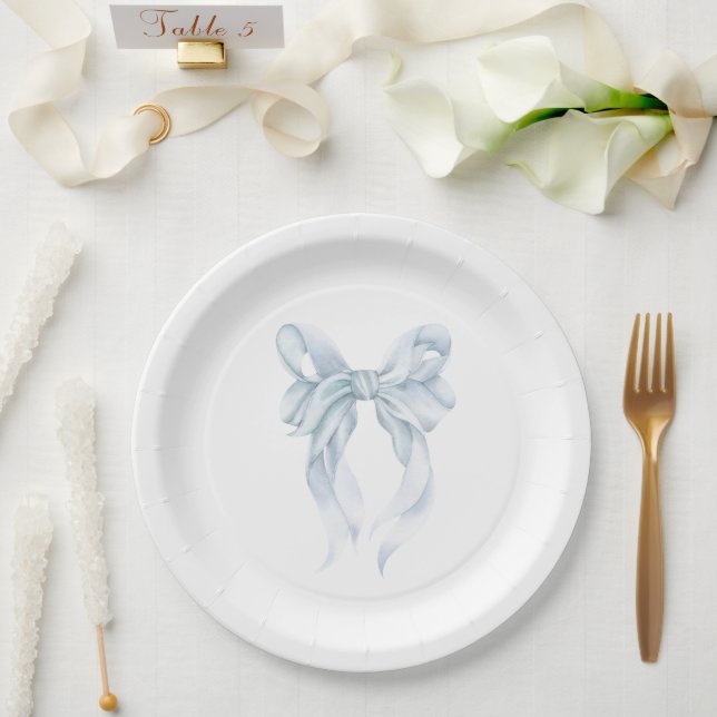 Blue Bow  Paper Plate (Wedding)