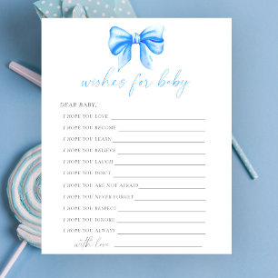 Blue bow - Party game   wishes for baby game