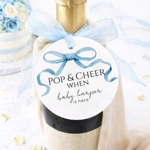 Blue Bow Pop And Cheer  Favour Tags