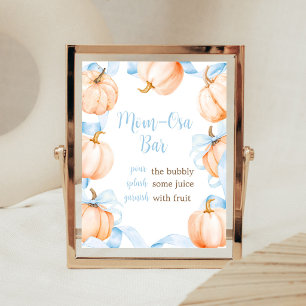 Blue Bow Pumpkin Baby Shower Mom Osa Bar Sign