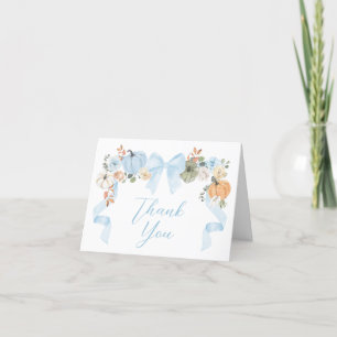 Blue Bow Pumpkin Baby Shower Thank You Card