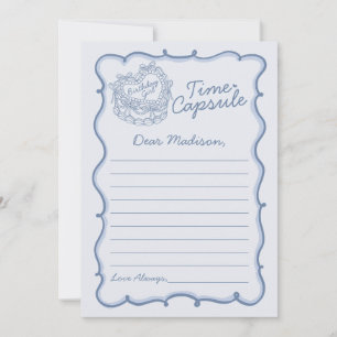 Blue Bow Retro Coquette Cake Time Capsule Card