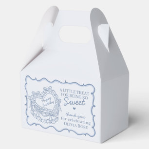 Blue Bow Retro Heart Coquette Cake Birthday Favor Box