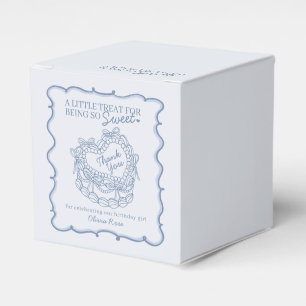 Blue Bow Retro Heart Coquette Cake Birthday Favor Box