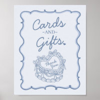 Blue Bow Retro Heart Coquette Cake Cards and Gifts