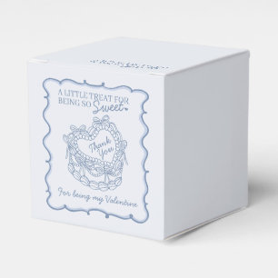 Blue Bow Retro Heart Coquette Cake Valentines Favor Box