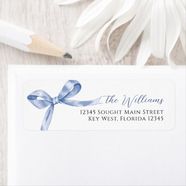 Blue Bow Return Address Labels (Insitu)