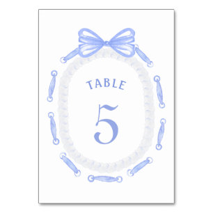 Blue Bow Ribbon Frame Table Number