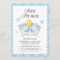 Blue Bow Rubber Duck Baby Shower