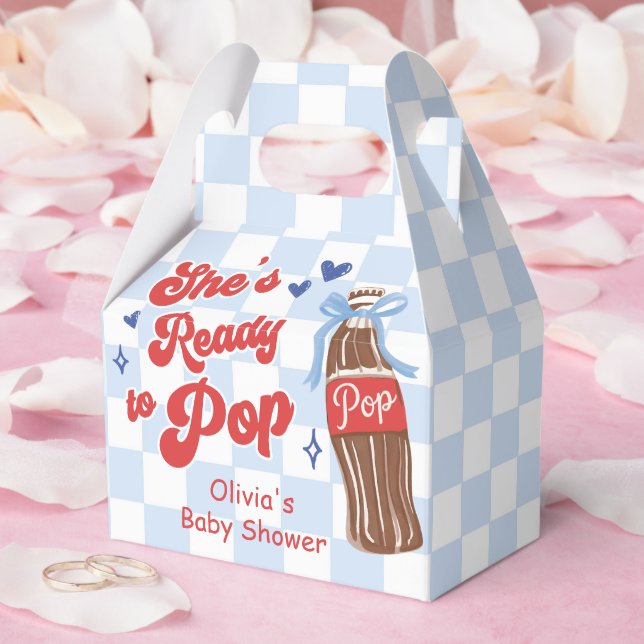 Blue Bow She's Ready to Pop Baby Shower Favor Box (Wedding)
