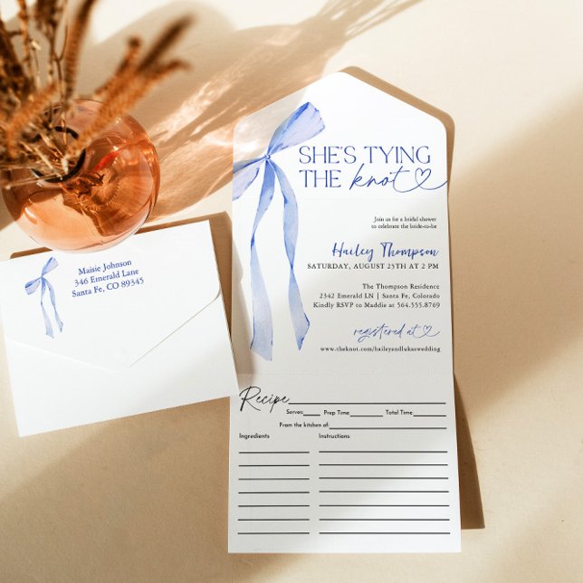 Blue Bow Shes Tying The Knot Bridal Shower  All In One Invitation (Creator Uploaded)