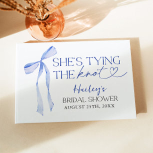 Blue Bow Shes Tying the Knot Bridal Shower Brunch Guest Book