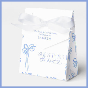 Blue Bow She's Tying The Knot Bridal Shower Favor Box