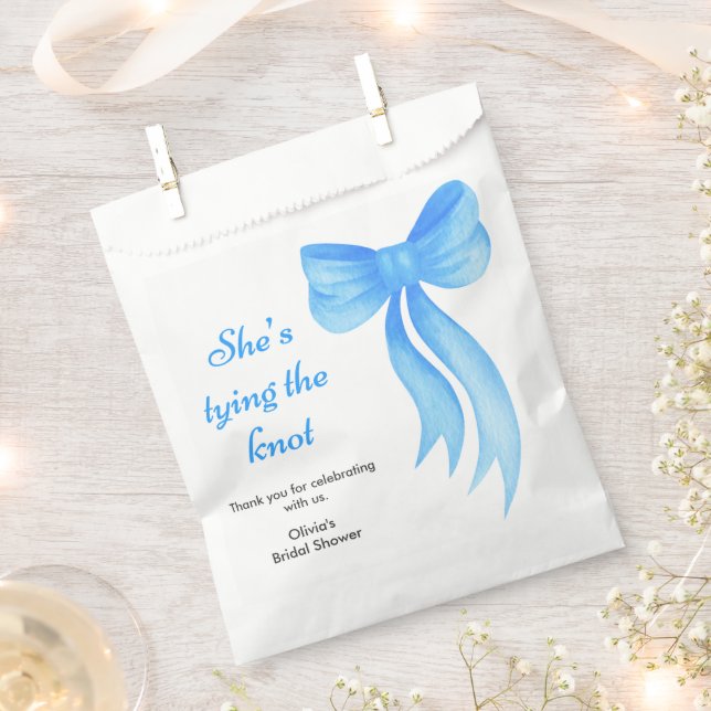 Blue Bow She's Tying the Knot Bridal Shower   Favour Bag (Clipped)