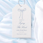 Blue Bow She's Tying The Knot Bridal Shower Gift Tags<br><div class="desc">Blue Bow She's Tying The Knot Bridal Shower Favour Tags</div>