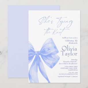 Blue Bow She's Tying the Knot Bridal Shower Invitation