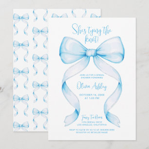 Blue Bow She's Tying the Knot Bridal Shower Invitation