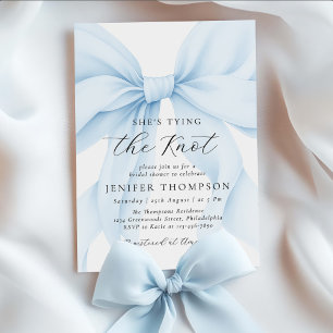 Blue Bow She's Tying the Knot Bridal Shower Invitation
