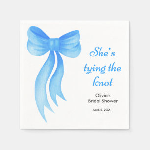 Blue Bow She's Tying the Knot Bridal Shower Napkin