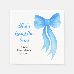Blue Bow She's Tying the Knot Bridal Shower Napkin
