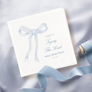 Blue Bow She's Tying The Knot Bridal Shower Napkin