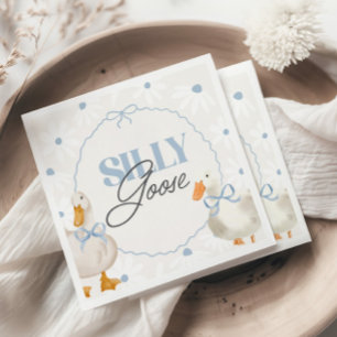 Blue Bow Silly Goose Coquette Birthday Napkin