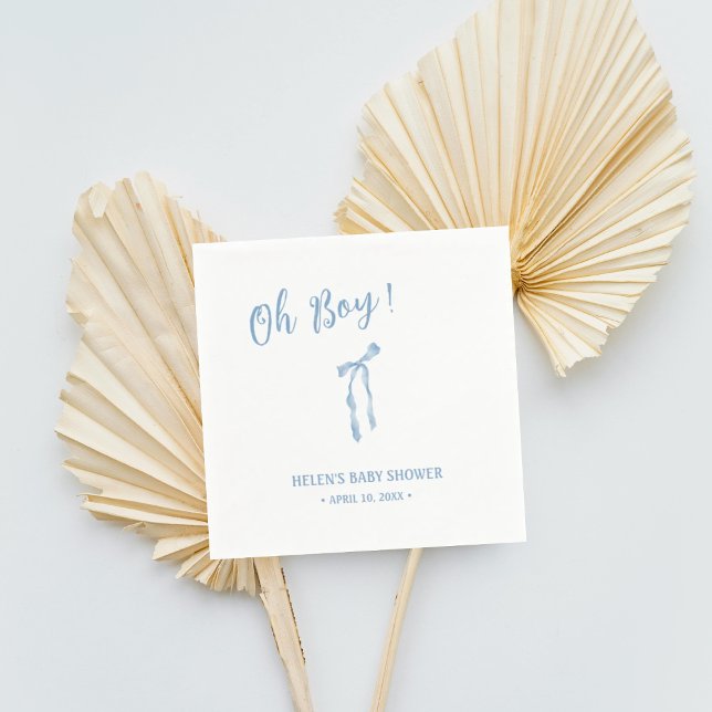 Blue bow simple boys baby shower napkin  (Creator Uploaded)