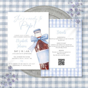 Blue Bow Soda Bottle Baby Shower All In One Invitation