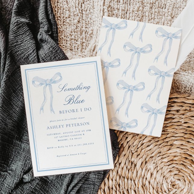 Blue Bow Something Blue Before I Do Bridal Shower Invitation (Creator Uploaded)