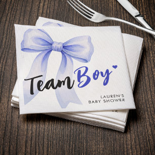 Blue Bow Team Boy Ribbon Cute Baby Shower Napkin