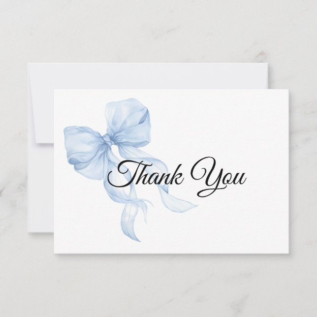 Blue bow Thank You Card (Front)