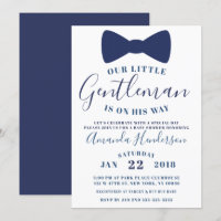 Blue Bow Tie Gentleman Baby Shower Invitation