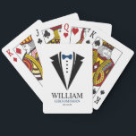 Blue Bow Tie "Groomsman" Tuxedo Playing Cards<br><div class="desc">Personalized gifts for your wedding party.</div>