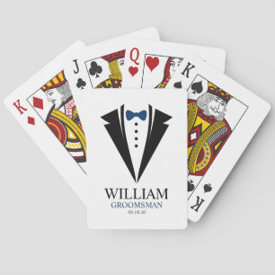 Blue Bow Tie "Groomsman" Tuxedo Playing Cards