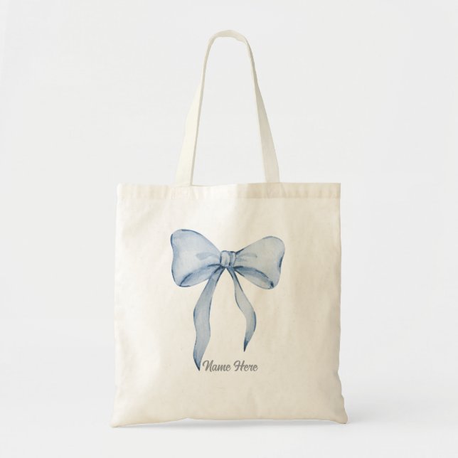  Blue Bow Tote Bag (Front)