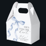 Blue Bow Tying the Knot Bridal Shower Gift Favor Box<br><div class="desc">She Tying the Knot! Elevate your bridal shower with this Coquette Blue Bow Party Decor! This timeless design adds a touch of elegance and charm to any event, featuring a beautifully crafted bow adorned with delicate blue hues. This collection is sure to impress your guests and create lasting memories and...</div>
