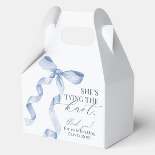 Blue Bow Tying the Knot Bridal Shower Gift Favor Box