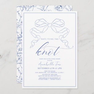 Blue Bow Tying the Knot Bridal Shower Invitation