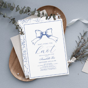 Blue Bow Tying the Knot Bridal Shower Invitation