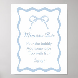 Blue Bow Tying the Knot Bridal Shower Mimosa Bar Poster