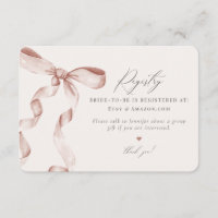 Blue Bow Tying the Knot Registry invitation insert