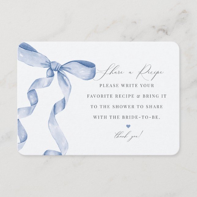 Blue Bow Tying the Knot Share a Recipe insert (Front)