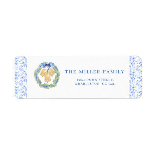 Blue Bow Watercolor Wreath Grandmillenial