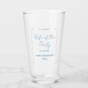 blue bow wife of the party name date spanish borde glass