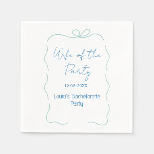 blue bow wife of the party name date spanish borde napkin