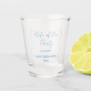 blue bow wife of the party name date spanish borde shot glass