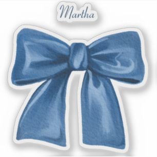 Blue Bow with Name Vinyl Sticker